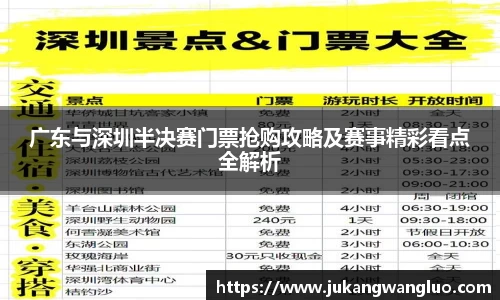 广东与深圳半决赛门票抢购攻略及赛事精彩看点全解析